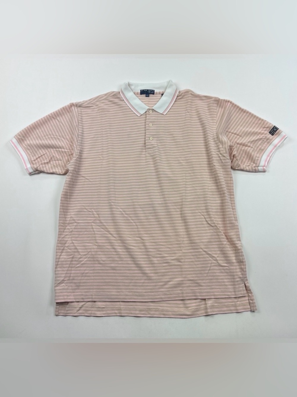 Faldo Pringle Mens 2XL XXL Golf Polo Shirt Short Sleeve Striped Pink Green White